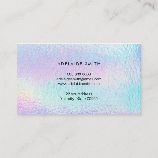 パステルカラーレザー 名刺 (裏面)