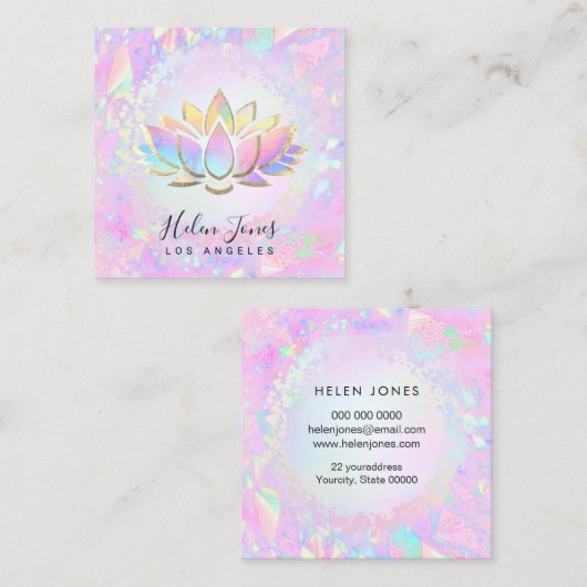 パステルカラーロータススクエアビジネスカード スクエア名刺 (正面/裏面)
