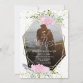 パステルカラーワイルドフラワー春結婚写真 招待状 (正面)