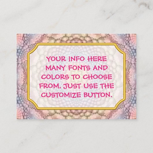 パステルカラーヴィンテージフラクタル万華鏡のように千変万化するパターン 名刺 (裏面)