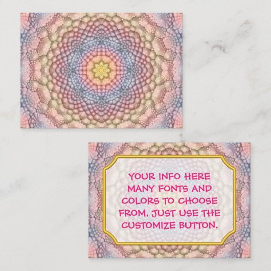 パステルカラーヴィンテージフラクタル万華鏡のように千変万化するパターン 名刺 (正面/裏面)