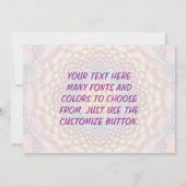 パステルカラーヴィンテージフラクタル万華鏡のように千変万化するパターン 招待状 (裏面)