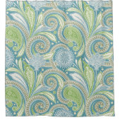 パステルカラーヴィンテージフローラペイズリーパターン シャワーカーテン (正面)