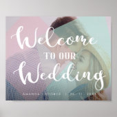 パステルカラー写真結婚のウェルカムサイン ポスター (正面)