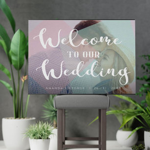 パステルカラー写真結婚のウェルカムサイン ポスター