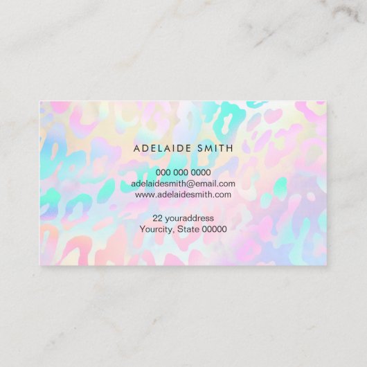 パステルカラー動物の肌の模様 名刺 (裏面)