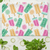 パステルカラー夏のポップス&フルーツ キッチンタオル (折り畳み)