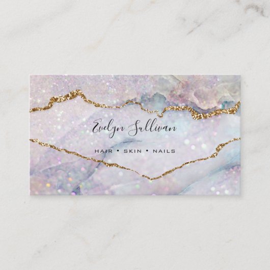 パステルカラー大理石金ゴールド 名刺 (正面)