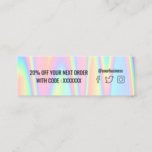 パステルカラー感謝していユー スキニー名刺 (裏面)