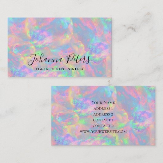 パステルカラー抽象芸術オパール名刺 名刺 (正面/裏面)
