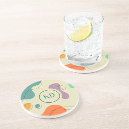 パステルカラー抽象芸術シェイプの背モダン景 コースター