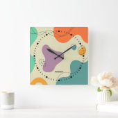 パステルカラー抽象芸術シェイプの背モダン景 スクエア壁時計 (ホーム)