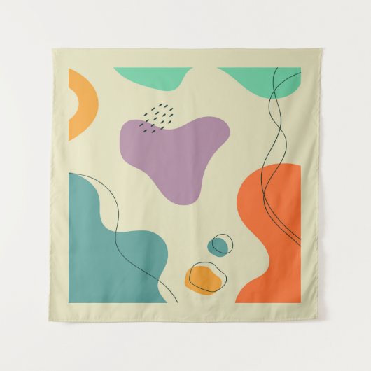 パステルカラー抽象芸術シェイプの背モダン景 タペストリー (正面(横))