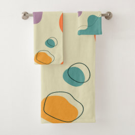 パステルカラー抽象芸術シェイプの背モダン景 バスタオルセット