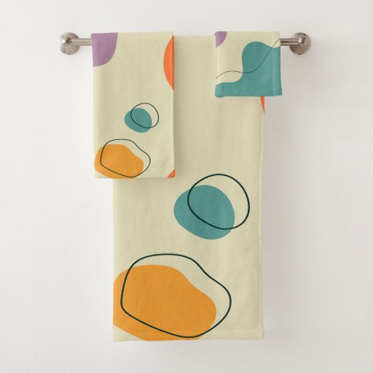 パステルカラー抽象芸術シェイプの背モダン景 バスタオルセット (インサイチュ)