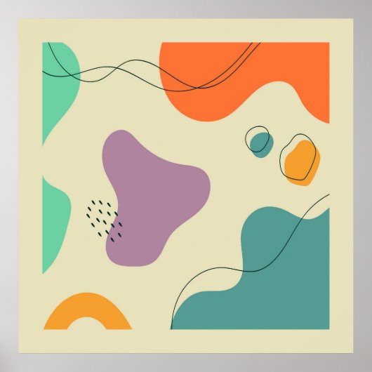 パステルカラー抽象芸術シェイプの背モダン景 ポスター (正面)