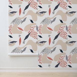 パステルカラー抽象芸術花パターン 壁紙