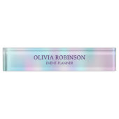 パステルカラー抽象芸術虹色の背景 デスクネームプレート (正面)