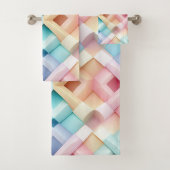 パステルカラー抽象芸術3Dパターン バスタオルセット (インサイチュ)