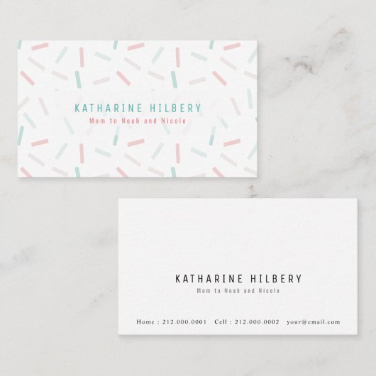 パステルカラー振りかける白いママの名刺 名刺 (正面/裏面)