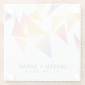 パステルカラー数々の紙吹雪ホワイト結婚ズ ガラスコースター (裏面)