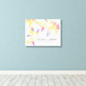 パステルカラー数々の紙吹雪ホワイト結婚ズ キャンバスプリント (インサイチュ (ウッドフロア))