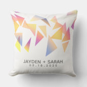 パステルカラー数々の紙吹雪ホワイト結婚ズ クッション (正面)