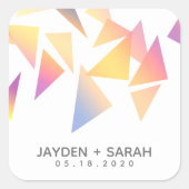 パステルカラー数々の紙吹雪ホワイト結婚ズ スクエアシール (正面)