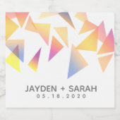 パステルカラー数々の紙吹雪ホワイト結婚ズ スパークリングワインラベル (シングルラベル)