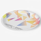 パステルカラー数々の紙吹雪ホワイト結婚ズ ペーパープレート (アングル)