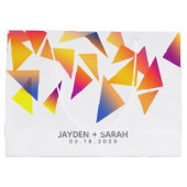 パステルカラー数々の紙吹雪ホワイト結婚ズ ラージペーパーバッグ (裏面)