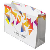 パステルカラー数々の紙吹雪ホワイト結婚ズ ラージペーパーバッグ (裏面アングル)