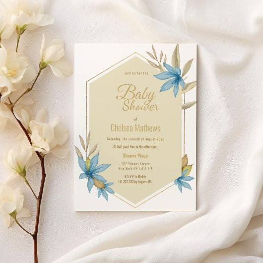 パステルカラー植物性テラリウム花赤ちゃんシャワー インビテーションポストカード