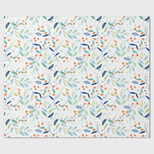 パステルカラー植物性離れのと果実のパターン ラッピングペーパー (フラット)