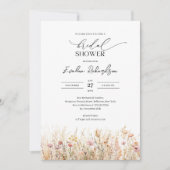 パステルカラー水カラー春ワイルドフラワーブライダル 招待状 (正面)