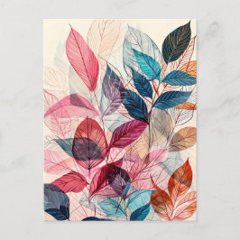 パステルカラー水彩イラストレーション離れ ポストカード