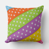 パステルカラー水玉模様リボンパターン クッション (正面)