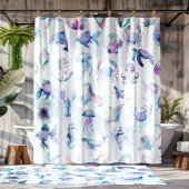 パステルカラー海獣パターン シャワーカーテン