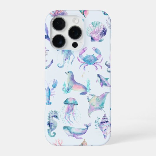 パステルカラー海獣パターン iPhoneケース (裏面)