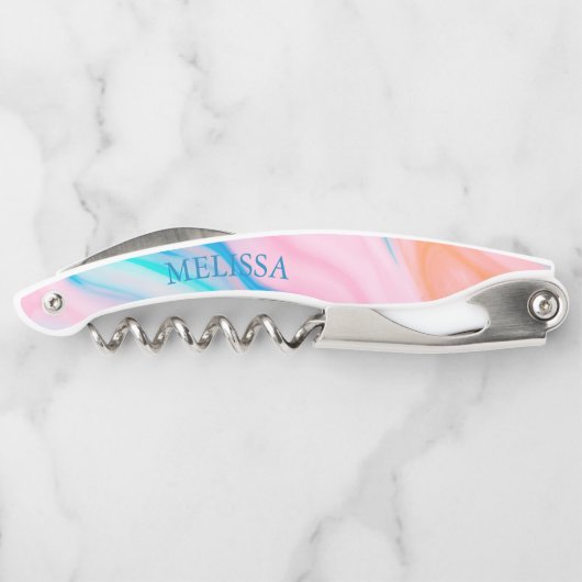 パステルカラー渦巻形の抽象芸術石 ソムリエナイフ (裏面)