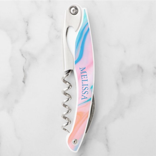 パステルカラー渦巻形の抽象芸術石 ソムリエナイフ (正面)