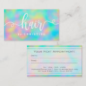パステルカラー白いスクリプトヘア 予約カード (正面/裏面)
