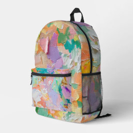 パステルカラー破れた紙ルック抽象芸術 プリントバックパック
