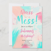 パステルカラー絵を描ズ誕生日招待状 招待状 (正面)