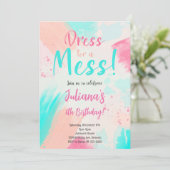 パステルカラー絵を描ズ誕生日招待状 招待状 (スタンド正面)