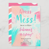 パステルカラー絵を描ズ誕生日招待状 招待状 (正面/裏面)