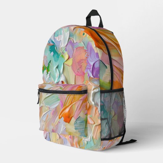 パステルカラー絵を描ブラシのストロークの外観抽象芸術 プリントバックパック (裏面右端)