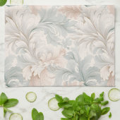 パステルカラー繊細な装飾フローラモチーフ キッチンタオル (折り畳み)