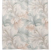 パステルカラー繊細な装飾フローラモチーフ シャワーカーテン (正面)