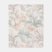 パステルカラー繊細な装飾フローラモチーフ フリースブランケット (正面)